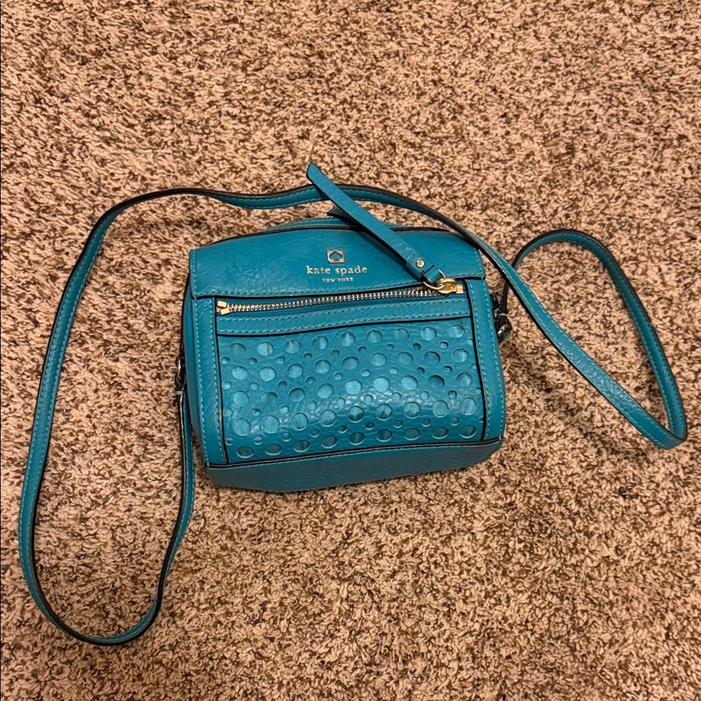 kate spade Teal Textured Dot Crossbody Bag RARE